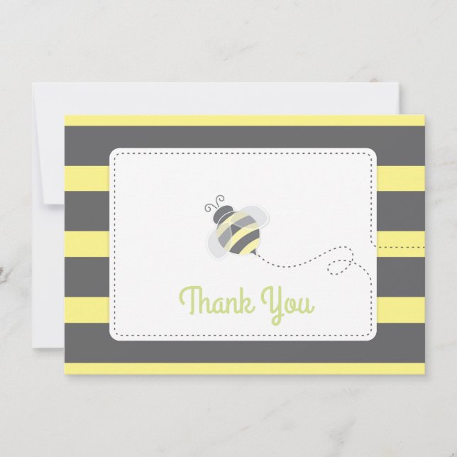 Jaune et noir de Merci de baby shower de bourdon (Devant)