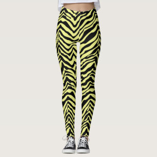 Jaune et noir Zèbre Motif animal Leggings