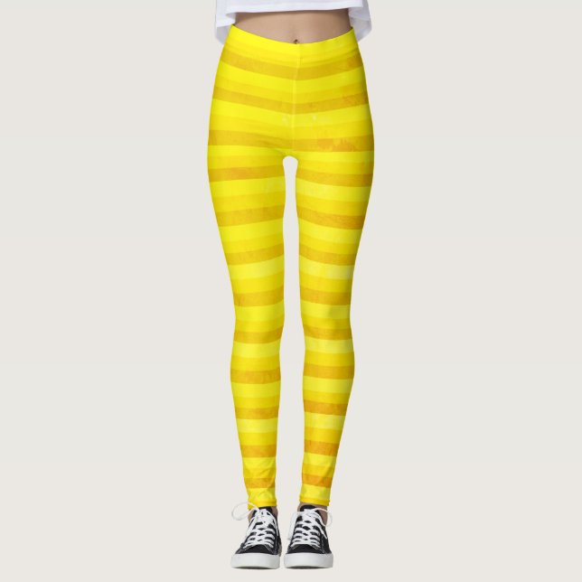 Jaune et ocre Stripes leggings (Devant)
