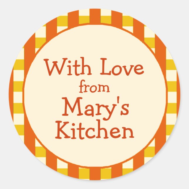 Jaune et orange À damiers Étiquettes de canne fron (Devant)