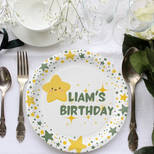 Jaune étoile joueuse thème enfant assiettes de fêt (Créateur téléchargé)