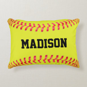 Jaune Fastpitball Softball Custom Accent Coussin