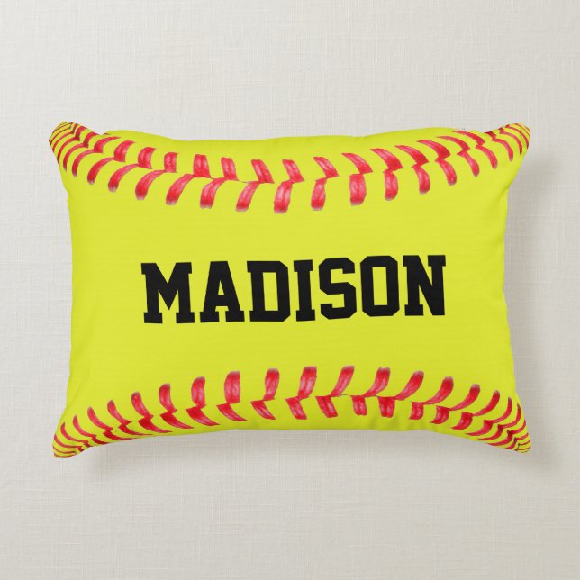 Jaune Fastpitball Softball Custom Accent Coussin (Devant)
