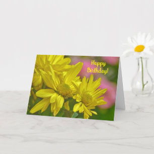 Jaune Fleurs Faisy Jardin Art Carte d'anniversaire