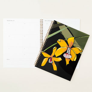 Jaune Fleurs Planificateur Spiral