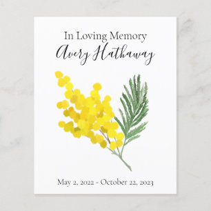 Jaune Floral Bright Funeral Memorial Programme