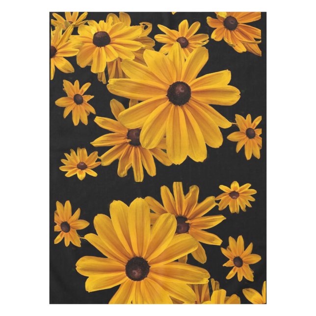 Jaune Floral Jaune Oeil Noir Susan Fleurs Nappe (Devant)