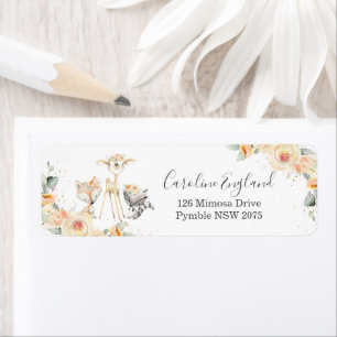 Jaune Floral Woodland Animaux Retourner l'adresse
