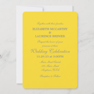 Jaune gris clair Faire-part de mariage simple