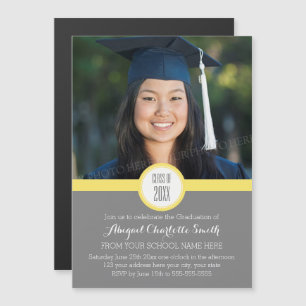 Jaune Gris Moderne Partie de Graduation Carte magn