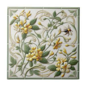 Jaune Honeysuckie & Fleurs Carreaux décoratifs-1