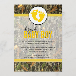 Jaune - Invitation à la douche pour bébé Camo