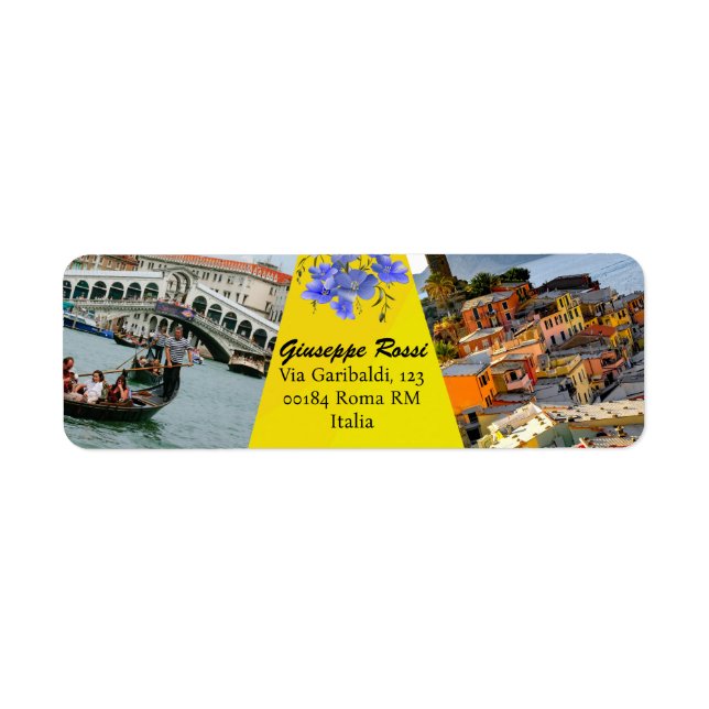 Jaune Italie Floral Moderne Canal Venise Nature (Devant)
