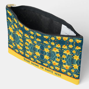 Jaune jonquille Florale Nom personnalisé Sac d'acc