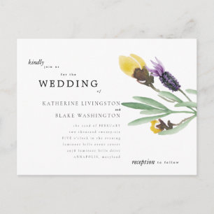 Jaune & Lavande Faire-part de mariage budgétaire F