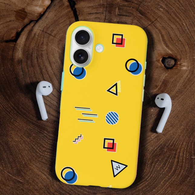 Jaune Memphis Monogramme Coque-Mate coque iphone (Créateur téléchargé)