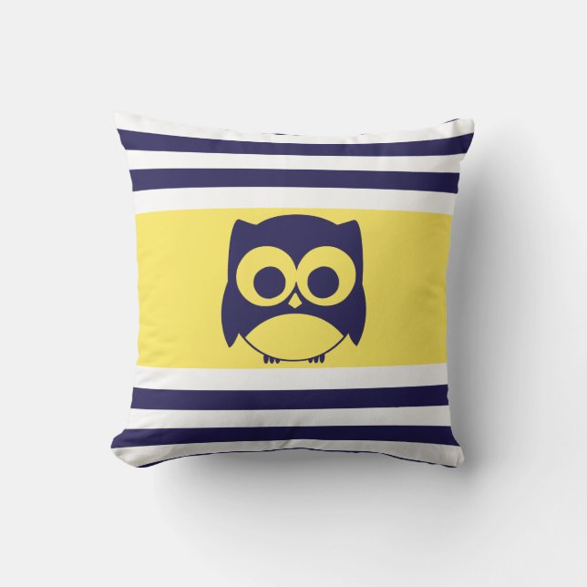 Jaune mignon de bleu marine du coussin | de hibou (Recto)