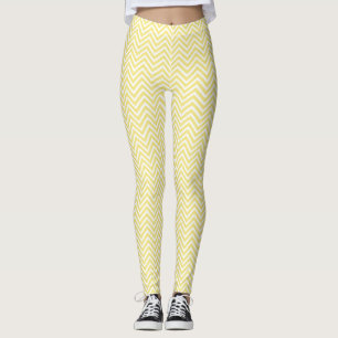 Jaune moderne/Blanc tendance Leggings Chevron