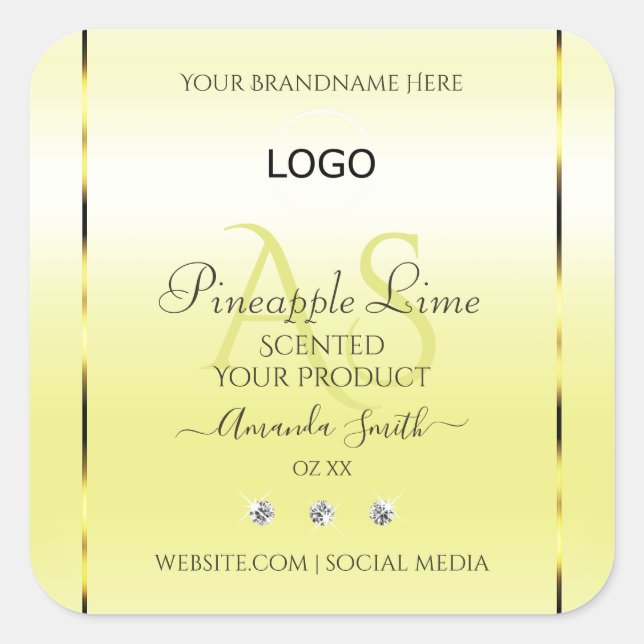 Jaune moderne Étiquette Bijoux Monogramme Logo (Devant)