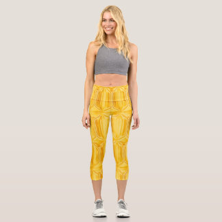 Jaune motif de diamant capri leggings