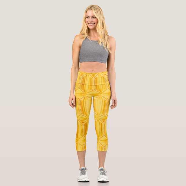 Jaune motif de diamant capri leggings (Recto)