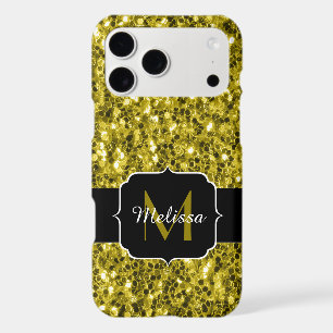 Jaune or foncé faux paillettes scintillent Monogra