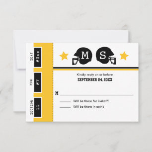 Jaune Or Noir Billet de Football Mariage RSVP