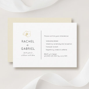 Jaune pâle Chic Réponse Mariage Minimaliste