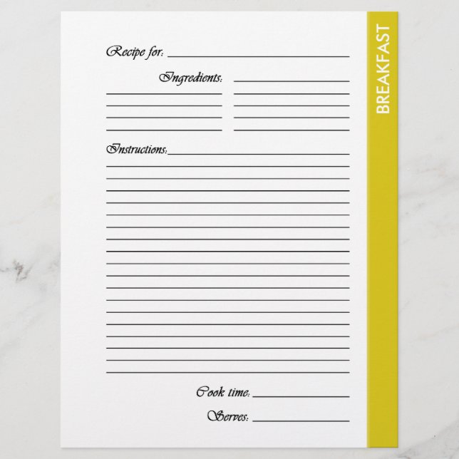 Jaune PETIT-DÉJEUNER Pages recto-verso (Devant)