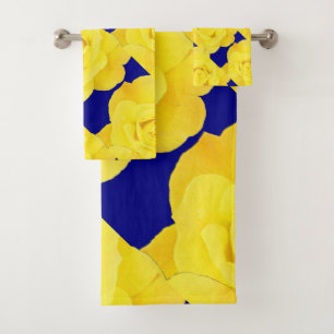 Jaune Roses Marine Bleu Or Floral Fleurs Motif