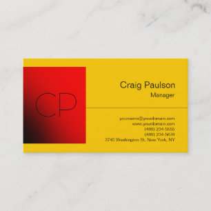 Jaune rouge Carré Chic Monogramme Carte de visite