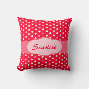 Jaune rouge filles scarlett nom pois coussin