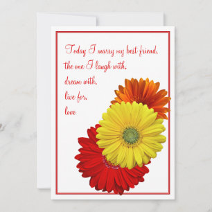 Jaune rouge orange Gerbera Faire-part de mariage m