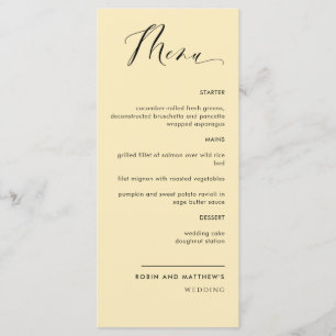 Jaune roux, Mariage de calligraphie / Menu Récepti