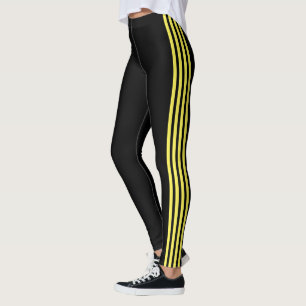 Jaune Side Grille Leggings noirs avec vos couleurs