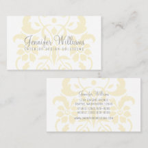 Jaune subtil Carte de visite Damask