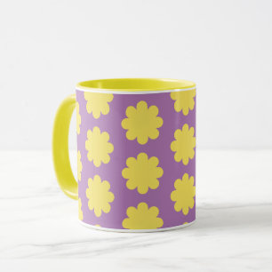 Jaune sur Lavender Retro Flower Art Mug Cup