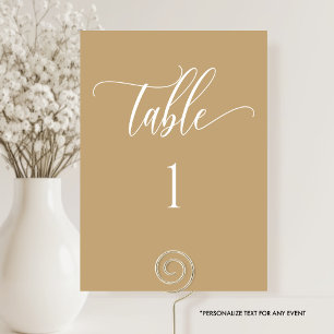 Jaune Tan, Numéro de Table Minimaliste Moderne