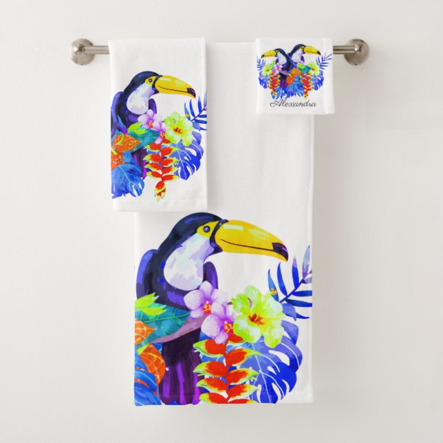 Jaune Turquoise Touffles oiseaux tropicaux fleurs  (En situation)