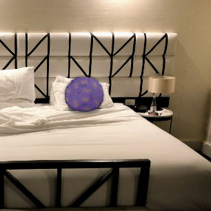 Jaune vert feuille motif lavande coussin rond