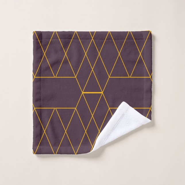Jaune, violet, simple, graphique géométrique moder (Gant de toilette)