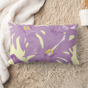 Jaune violet Vintage Coussin de fleurs peintes