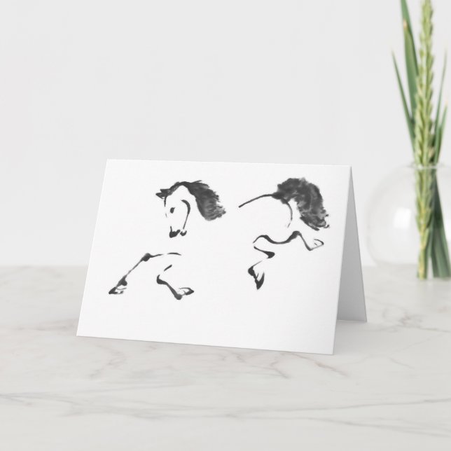 Jaunt - Horse Sumi-e Painting Holiday Card (Front)