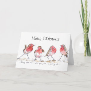 Jaunty little robins christmas card