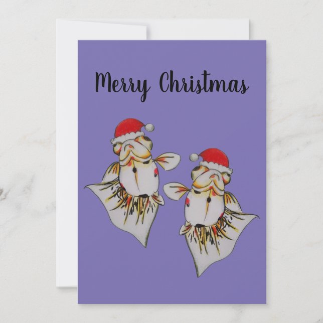 Jaunty Santa Hat Goldfish Christmas Card (Front)