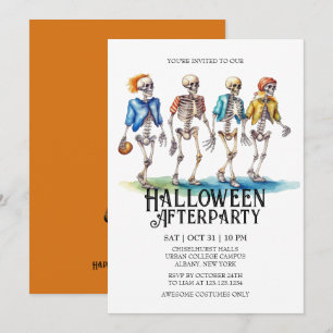 Jaunty Skeleton Teenager Football Halloween Party Invitation