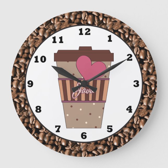Java Café tasse Horloge murale de la cuisine (Recto)