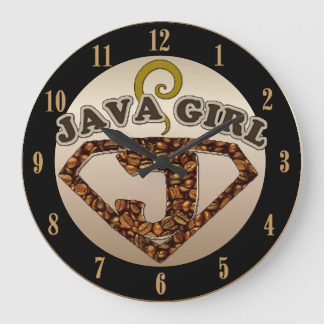 Java Girl Coffee Humour Wall Clock (Front)