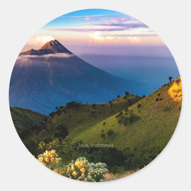 Java, Indonesia, scenic landscape photograph, Classic Round Sticker (Front)