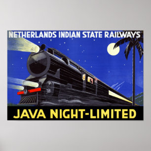 Java Indonesia Vintage Travel Poster Restored